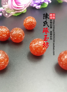 玛瑙6A手工螺纹珠 红色二通 顶珠 隔珠 散珠 佛珠配珠DIY手工配饰