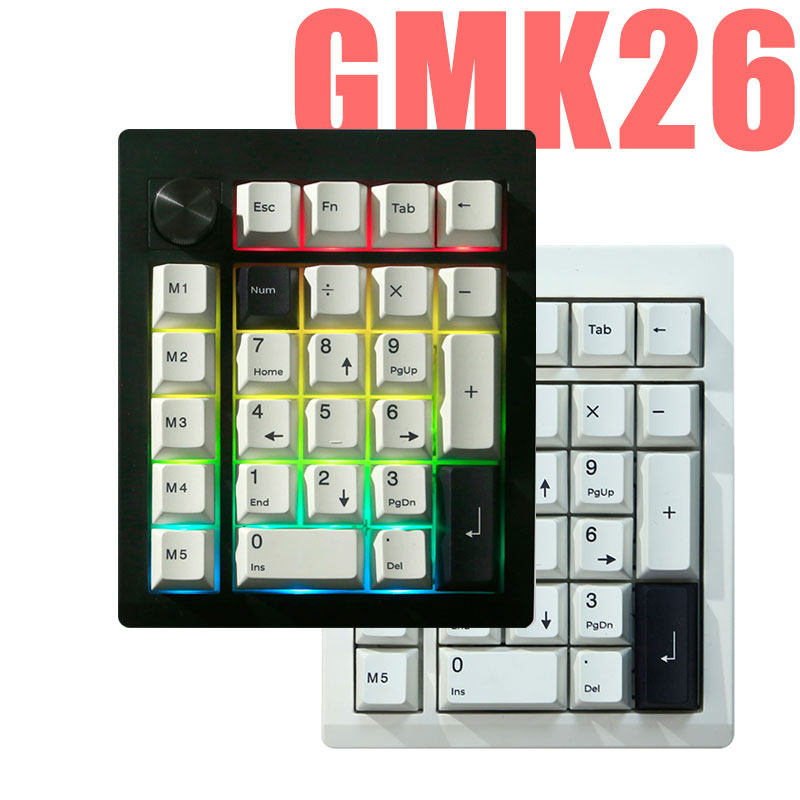 佐亚GMK26三模数字机械键盘RGB背光蓝牙无线2.4G旋钮QMK/VIA