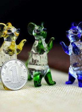 鼠彩色水晶十二生肖动物家居客厅装饰生日小礼物汽车摆件小老鼠