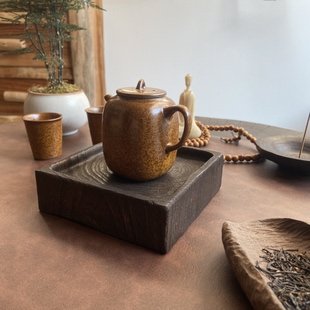 香樟木民宿侘寂风炭化干泡茶盘整块实木茶海日式茶托茶底座摆包邮