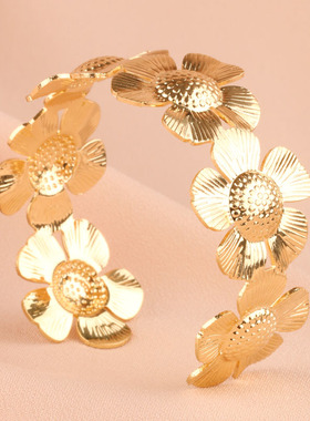 金色花朵轻奢小众女手镯
