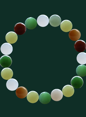 天然和田玉多宝手串白玉碧玉糖玉珠子散珠玉石单圈多宝手链直播