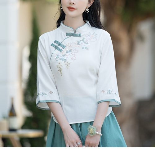 民国风改良汉服旗袍上衣复古唐装春夏新款中国风大码女装仙气茶服