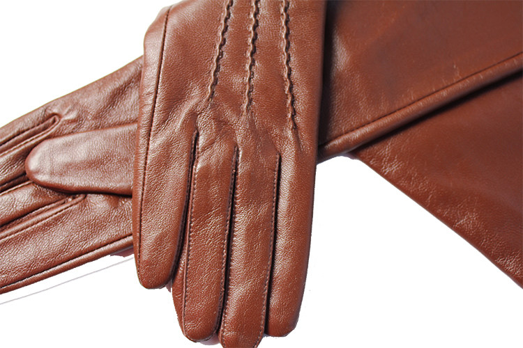 STAR LONG GLOVES SHEEPSKIN LEATHER GLOVES 40-50CM6 COLORS WOMENS WINTER SILK VELVET WARM GLOVES