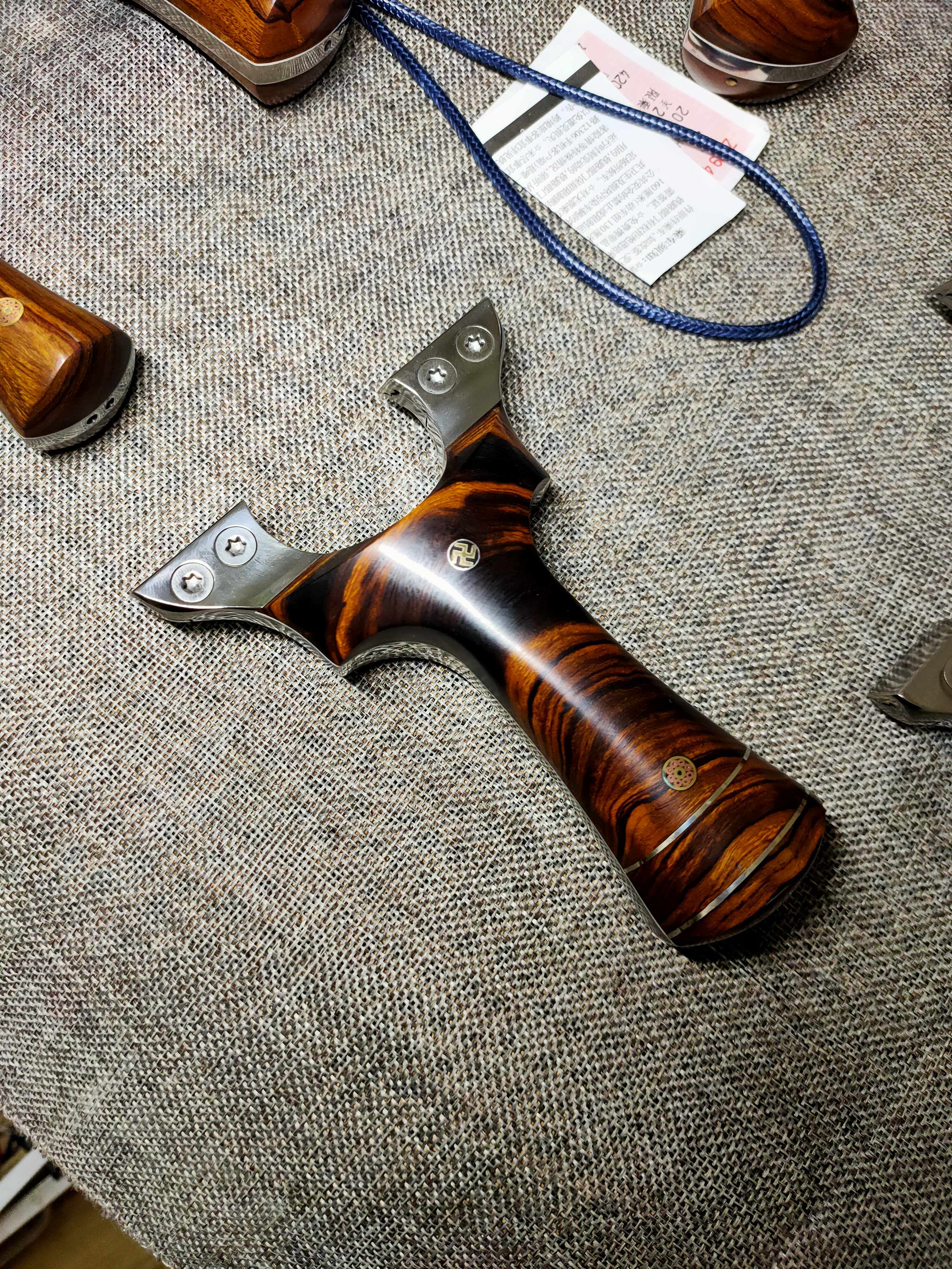 沙漠铁木贴片钛合金淮撑怀称天罡快压免绑夹扁皮弹弓乘风实木手工