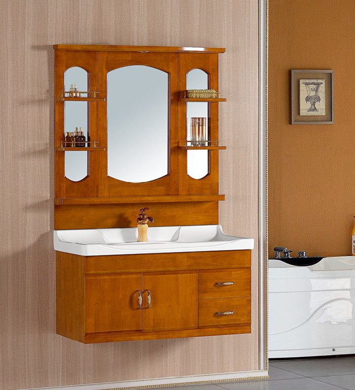 蒙娜丽莎欧式橡木落地浴室柜卫生间洗脸盆pvc吊柜实木组合浴室柜