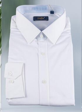 金利来男装长袖衬衫秋冬纯棉白色加绒加厚衬衣MSL22241811-00