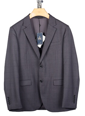 金利来男装商务秋季西服灰色格子修身型羊毛西装外套MZTF35016232