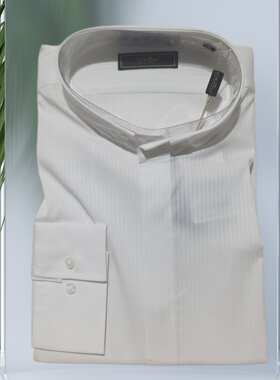 金利来男装立领长袖衬衫商务正装含棉透气白色衬衣MSLD118-32607