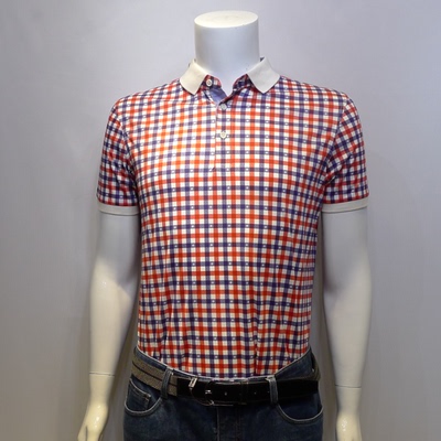 金利来短袖格子POLO衫男商务休闲修身高级感T恤TS00099-F1212-61