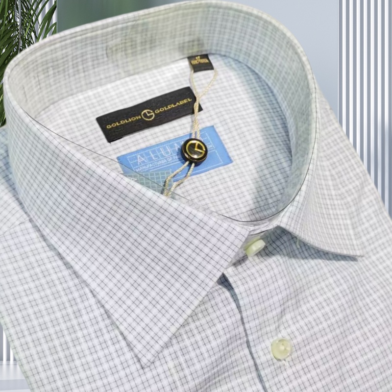 金利来男装瑞士短袖衬衫夏季格子标准纯棉商务TSSD388-31504-25