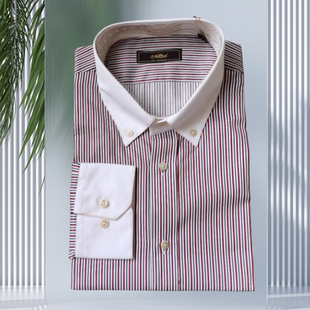金利来长袖白领子商务衬衫男装春季休闲条纹衬衣MSLD118-32113-61