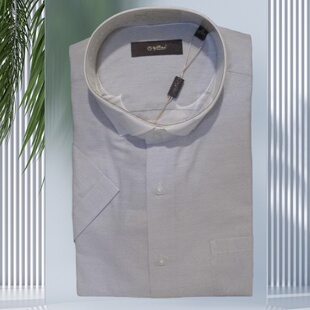 夏季 男装 衬衫 休闲上衣MBSC108 23002 薄款 金利来白立领短袖