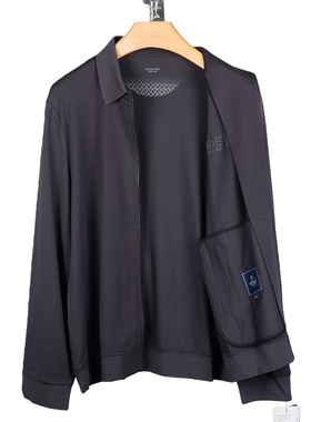 金利来男装翻领针织夹克休闲外套深灰色男士毛衣MWK23111402-78