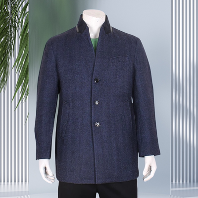 金利来男装中长款毛昵大衣 冬季加厚立领纯羊毛外套MJL15141020