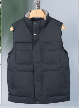 金利来男装羽绒服背心冬季新款立领白鹅绒马甲外套MDS22141415-78