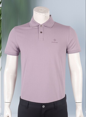 金利来男装翻领短袖T恤 夏季透气修身含棉纯色上衣MTS23111430-26