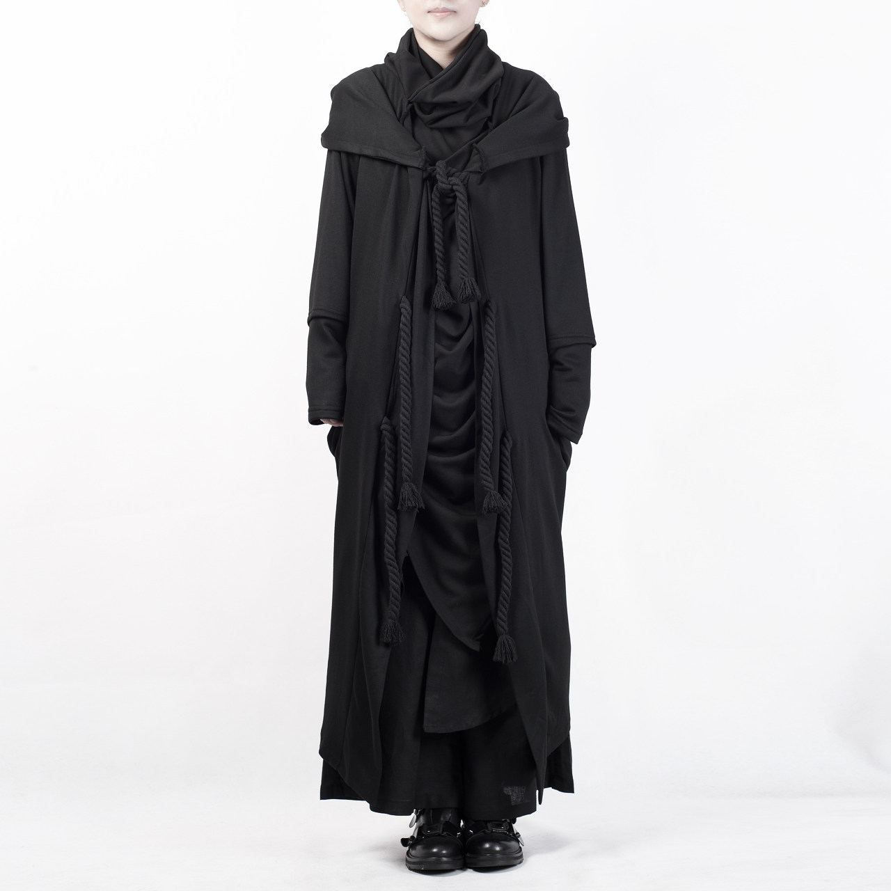 [darkline] yohji 麻绳条带披肩式小众暗黑设计披挂中长款外套