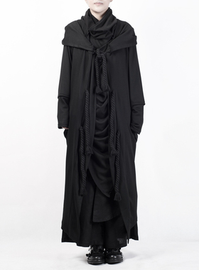 [DARKLINE] Yohji 麻绳条带披肩式小众暗黑设计披挂中长款外套