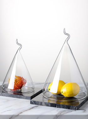 现代创意透明蛋糕玻璃罩料理水果面包点心罩 甜品店展示试吃托盘
