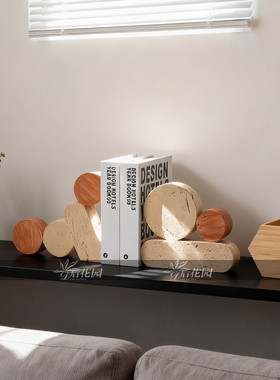 树脂仿洞石多巴胺缤纷彩色石头书档摆件家居样板间装饰品用品