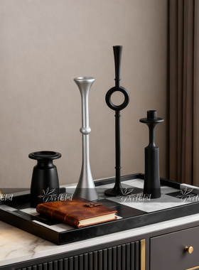 现代轻奢极简几何烛台创意摆件工艺品桌面餐桌装饰样板间软装饰品