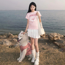 休闲运动套装女2024夏季新款甜酷粉色少女纯棉短袖T恤短裙两件套
