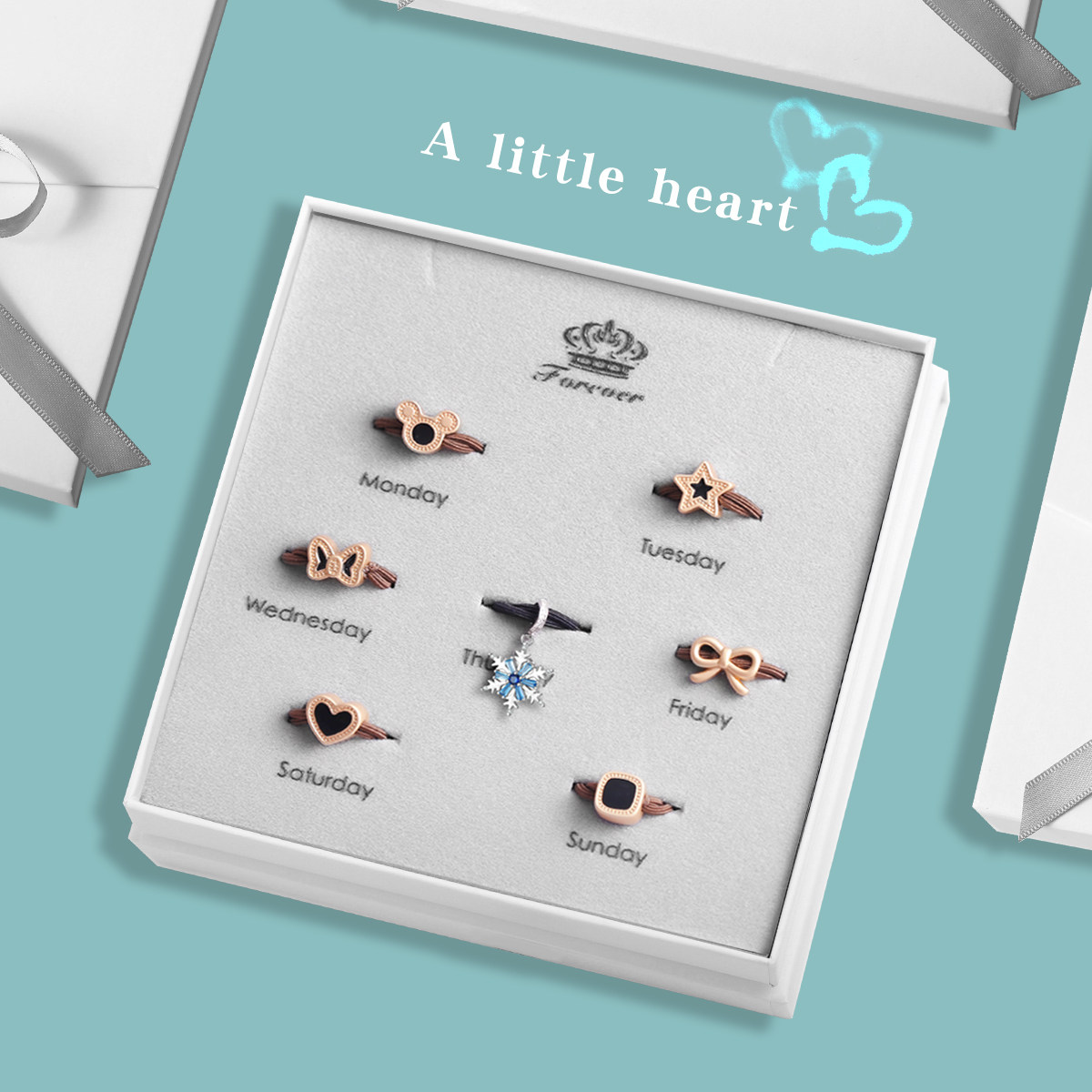 925纯银雪花吊坠头绳礼盒