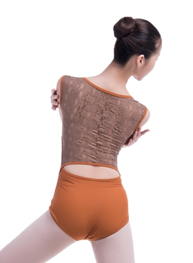 黑色插胸垫蕾丝舞蹈服姜黄色瑜伽练功服芭蕾舞连体形体服leotard