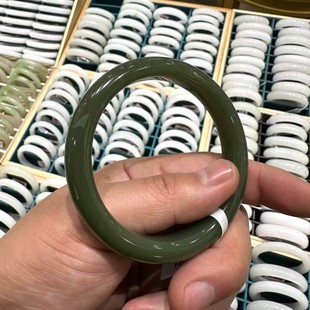 天然和田玉手镯青玉青黄口手镯碧玉绿手镯正品和田玉送鉴定证书