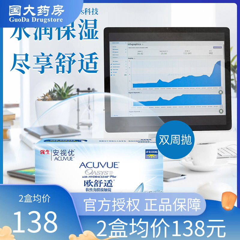 强生安视优欧舒适双周抛隐形眼镜6片硅水凝胶半月抛正品授权