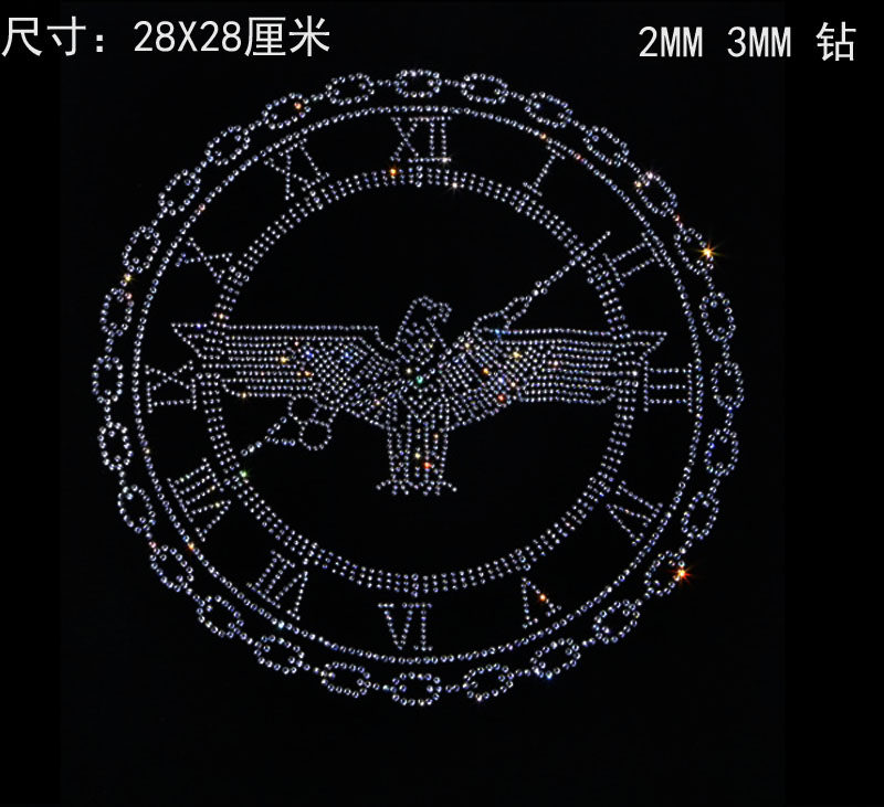 新款时尚鹰烫钻图案贴t恤运动衫胸前贴贴大图服装辅料水钻diy烫画