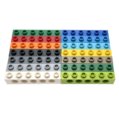 咔搭积木3894配件1x6科技带5孔砖