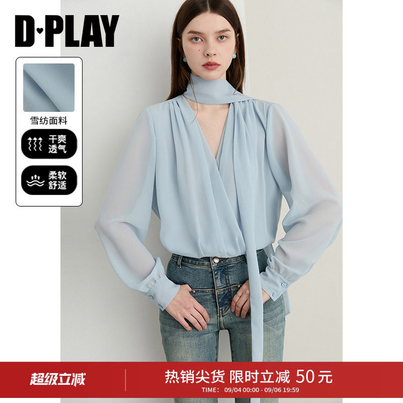 DPLAY系带宽松衬衫长袖图片