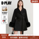 DPLAY2025年冬季 新款 黑色毛呢外套女100绵羊毛双面呢子大衣