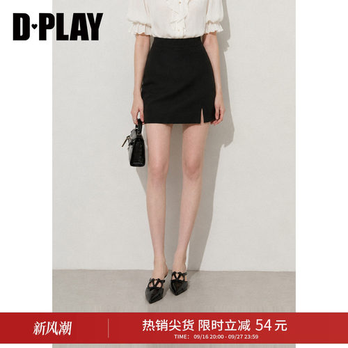 DPLAYa字半身裙黑色半身裙短裙
