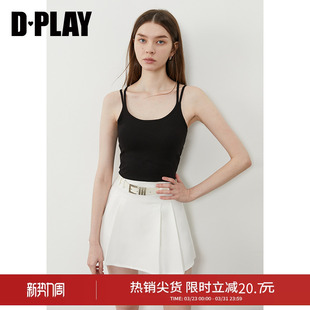 胸垫修身 DPLAY 黑色吊带背心女一体式 夏季 上衣 惠品