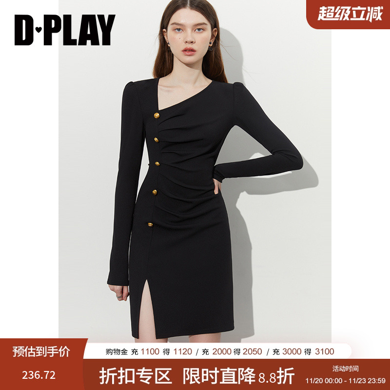 新中式连衣裙小黑裙DPLAY