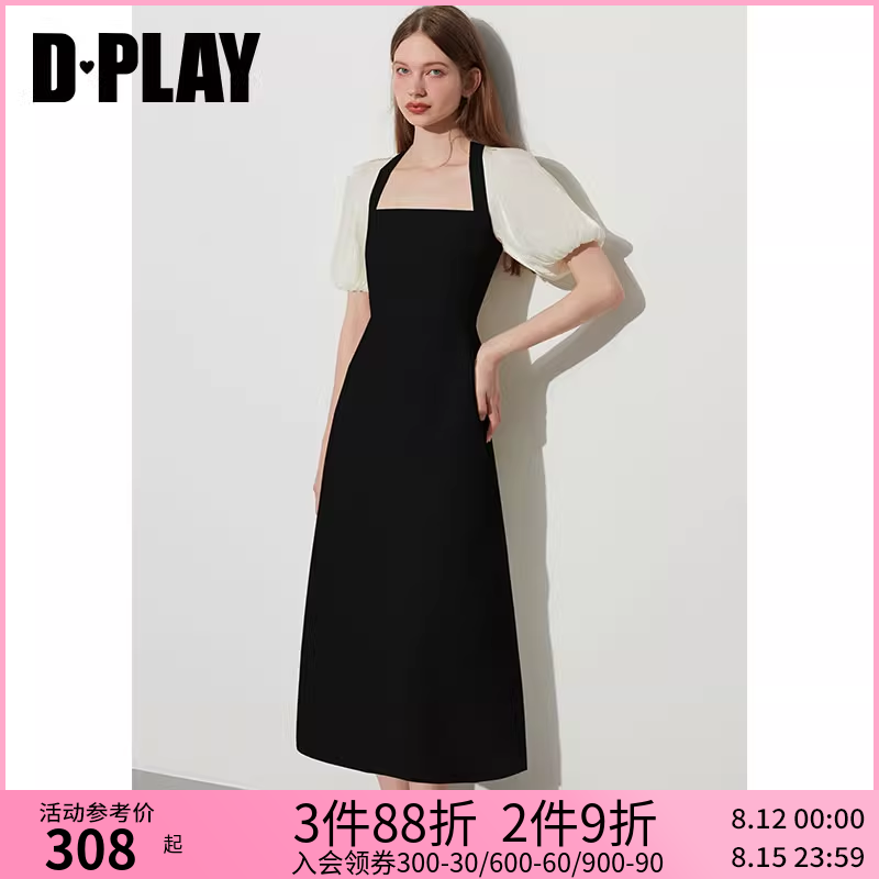 DPLAY夏新款法式复古黑白撞色拼接后背镂空小众设计连衣裙怎么样,好用不?