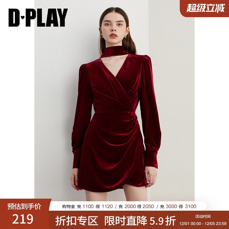 DPLAYV领飘带连衣裙短裙