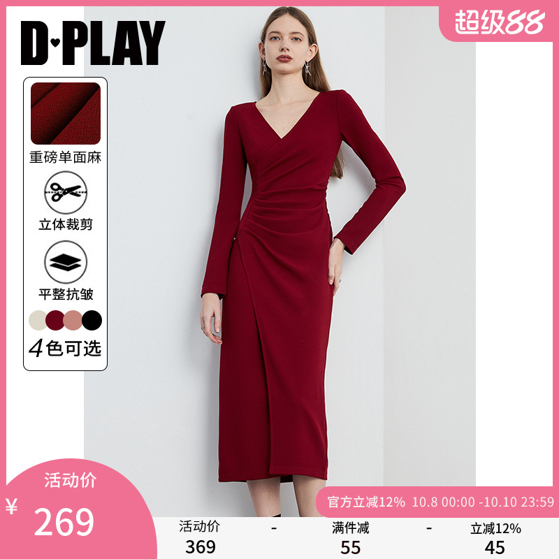 DPLAY红色连衣裙礼服裙连衣裙