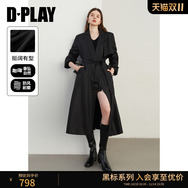 DPLAY西装领通勤休闲系带风衣