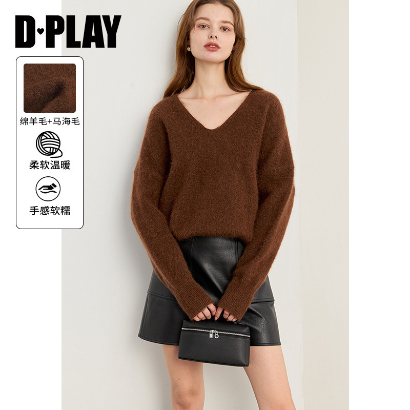 DPLAY冬冬琎口加厚马海毛美拉德南瓜焦糖宽松针织套头毛衣,女装/女士精品,毛针织衫,淘宝优惠券,粉丝福利购,淘宝优惠卷
