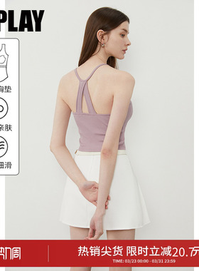 DPLAY【惠品】夏季新款紫色吊带女性感独特含胸垫背心上衣
