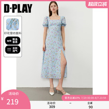 DPLAY2025年夏季新款蓝色连衣裙女法式时尚好看漂亮海边沙滩裙子