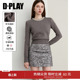 上衣针织衫 流行长袖 2026年春 好看时尚 DPLAY含羊毛灰色毛衣女装