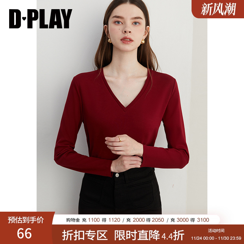 DPLAYV领正肩修身T恤上衣