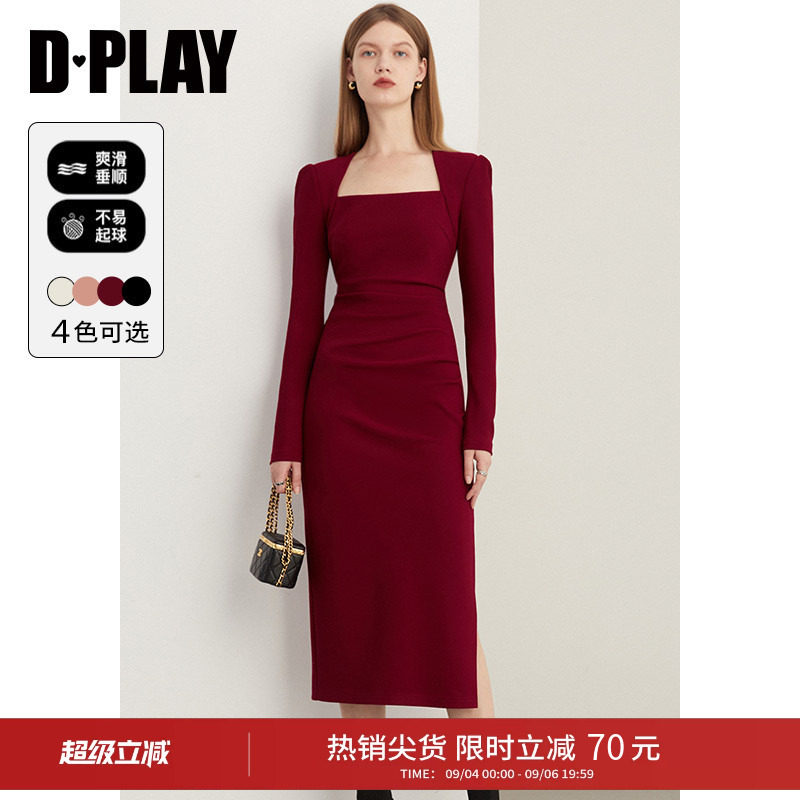 DPLAY法式红色连衣裙回门服图片