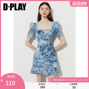 短款 DPLAY 裙子 藍色連衣裙女好看法式 新款 度假系列 2025年夏季