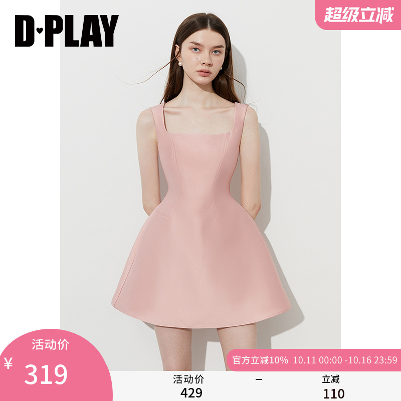 DPLAY2025年夏季新款粉色连衣裙女法式短款礼服裙子公主裙短裙